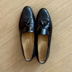 Black Salvatore Ferragamo loafers unisex: size 9.5 women’s, 8 mens.